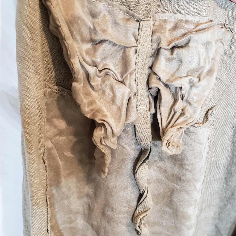 Sweetissima Italy Made Linen Sleeveless Midi Dress Floweretts Olive Gree… - Picture 9 of 16